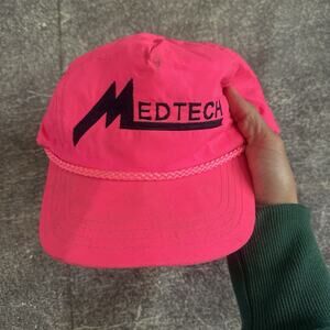 Men's Vintage 90's Supreme Sportcap Medtech Neon Pink Navy Blue Snapback Hat Cap